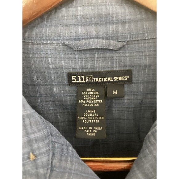 Men's 5.11 Tactical Series Snap Button Shirt Short Sleeve Blue Plaid Medium - Picture 2 of 8